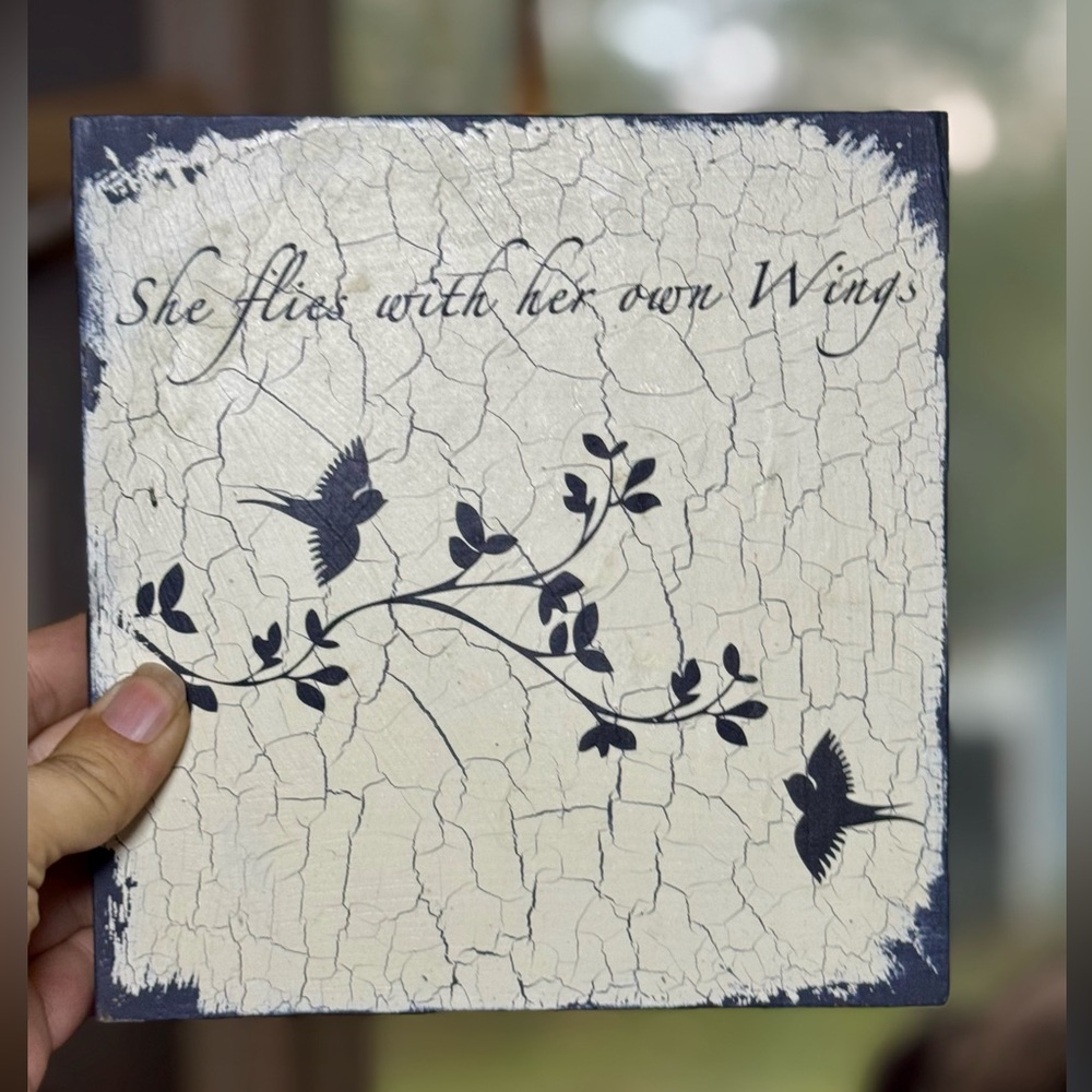 Inspirational Blue and Cream Bird Wall Art